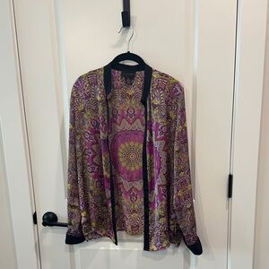 Investments Multicolor Paisley Blouse with Black Trim